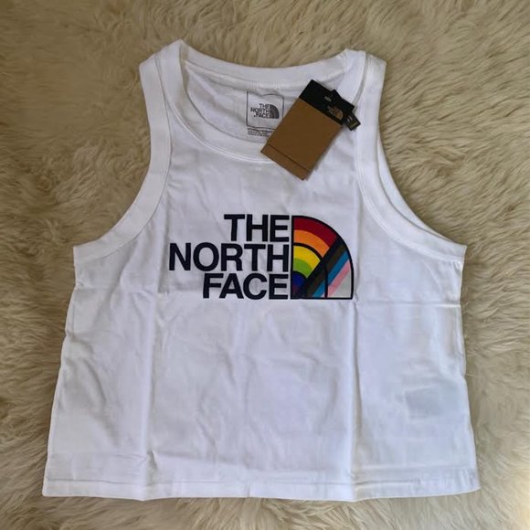 NWT $40 THE NORTH FACE Women S Dome LOGO Cropped Tank Top White Sleeveless Top - Picture 10 of 10